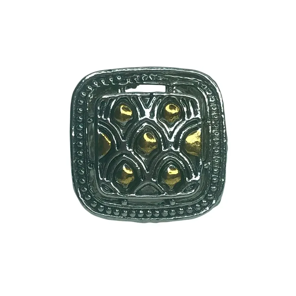 Silver and Gold Square Ring - Size 6.5